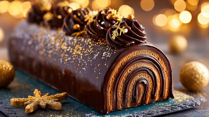 Christmas Chocolate Yule Log Cake