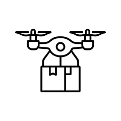 Delivery Drone Carrying Box Outline Icon for Logistics and Retail