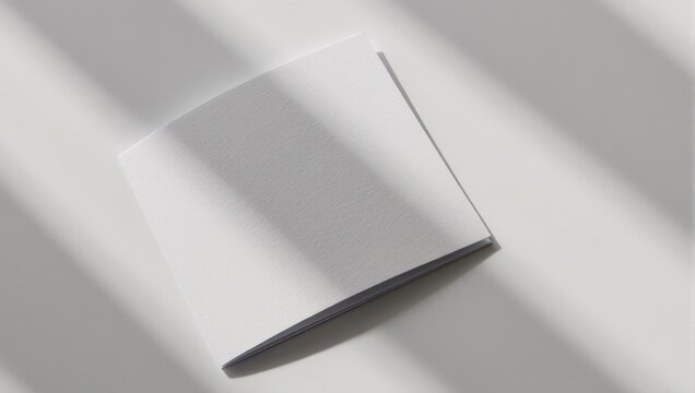 A partially open, textured white square folded in half, casting shadows