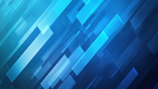 Abstract blue background with glowing, overlapping diagonal rectangles creating motion blur