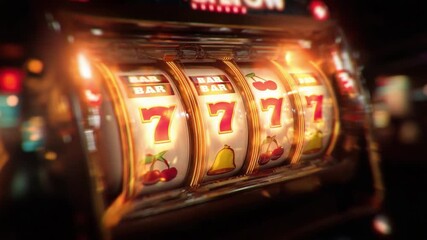 Casino Jackpot: An image captures the bright allure of a casino slot machine hitting the jackpot, a symbol of fortune and the thrill of potential winnings. - Powered by Adobe