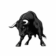 Vector illustration of a bull with a white background