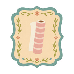 PNG Vintage floral wallpaper roll illustration.