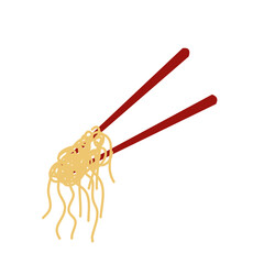 Red chopstick with noodle