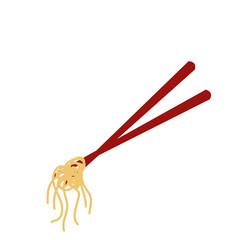 Red chopstick with noodle