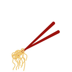 Red chopstick with noodle