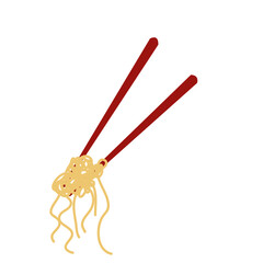 Red chopstick with noodle