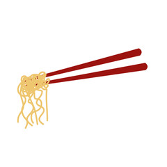 Red chopstick with noodle