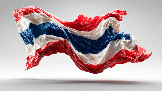 Thailand flag flying isolated on transparency background with copy space 3D render Stock Illustration