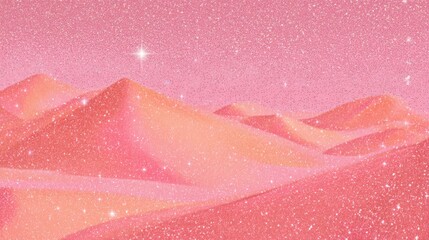 Sparkly pink dunes and sky, with one bright star