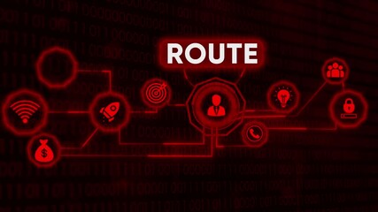 Route concept with digital connection and binary code background animation - Powered by Adobe