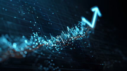 Transparent stock market investment trading graph growth and arrow up. Trade business analytics graph and financial chart.