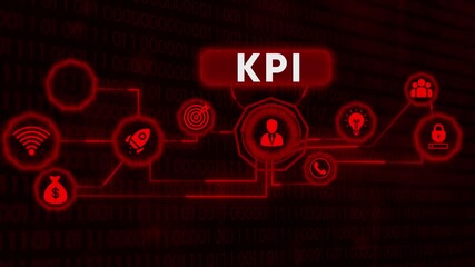 Key performance indicator data visualization with binary code backdrop - Powered by Adobe