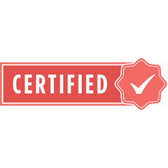 Certified Seal Stamp Graphic With Check Mark Icon On A Red Background With White Border And Text Certified