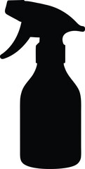 Black silhouette of a spray bottle isolated on white background