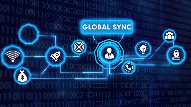 Global sync and connection data binary code network business solution concept - Powered by Adobe