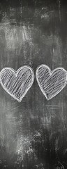 Chalkboard drawing two hearts equal a couple