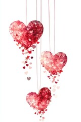 Floral hearts I love you banner