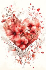 Floral hearts I love you banner