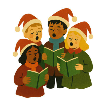 PNG Children singing Christmas carols joyfully.