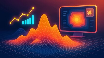 A vibrant digital visualization showcasing data analysis with graphs and heat maps. Ideal for tech and data science related projects or presentations. - Powered by Adobe