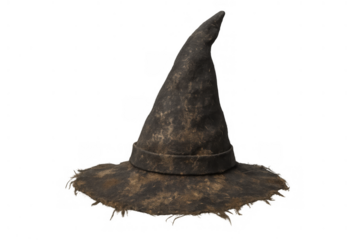 Wizard hat creating magical spells and potions, old witch costume accessory for fantasy halloween characters