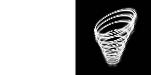 Dynamic spiral vortex light design with transparent and black background

