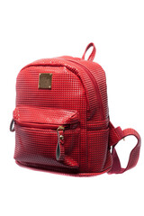 Red women's urban backpack isolated