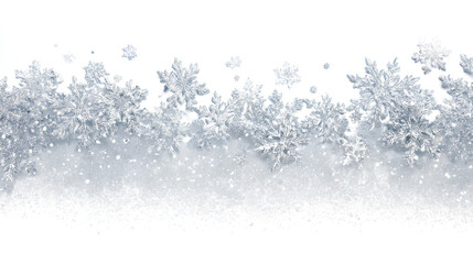 white snow flakes winter christmas background border frame isolated on white 