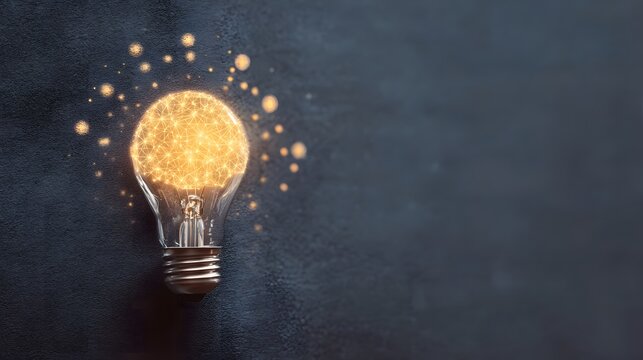 Lightbulb concept with network connections on dark background