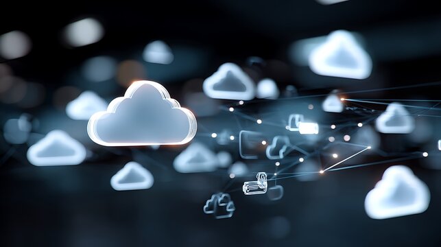 Cloud Computing illustrated, showcasing technological progress and data security - Powered by Adobe