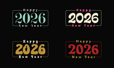 2026 Happy New Year Vector Pack: Diverse, colorful, modern typography bundle.
