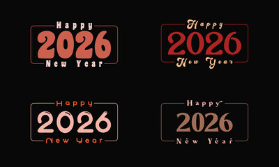 2026 Happy New Year Vector Pack: Diverse, colorful, modern typography bundle.