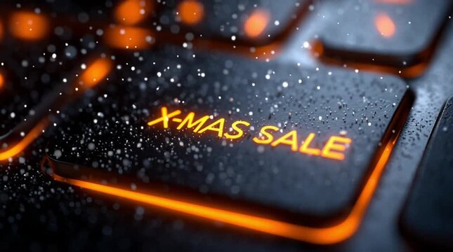 The text "x-mas sale" on the computer keyboard. Sale. Black friday. The banner. Online store.
