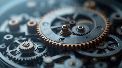 Vintage Mechanical Watch Movement Gears and Cogs Detail: Intricate Horological Craftsmanship