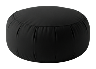 Stylish black pouf furniture modern living room home cozy atmosphere isolated on transparent background