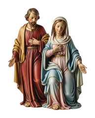 Religious figures display church sculpture sacred space side view isolated on transparent background