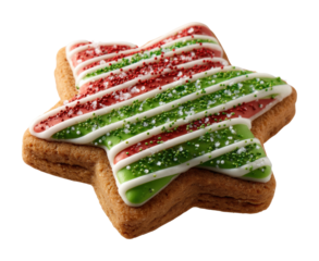 Holiday baking fun star-shaped gingerbread cookie home dessert isolated on transparent background