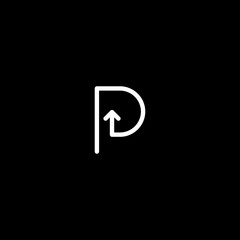 abstract P logo, P design with simple arrow