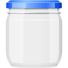 Clear Glass Jar With Blue Lid Empty and Transparent Background Ideal For Food Storage or Craft Projects Isolated Object