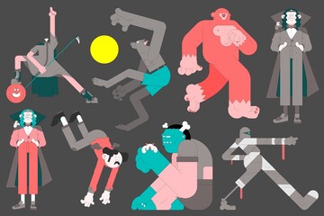 Halloween character element set