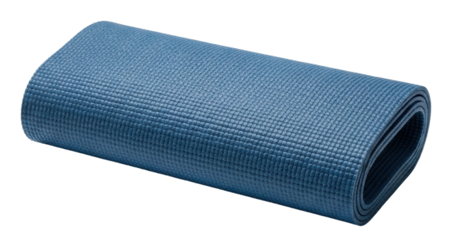 Yoga practice essentials home fitness equipment top view isolated on transparent background