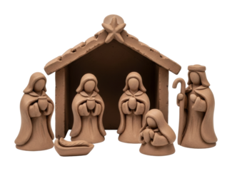 Nativity scene display home decorative festive atmosphere isolated on transparent background