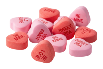 Valentine's day candy hearts sweet treats love celebration isolated on transparent background