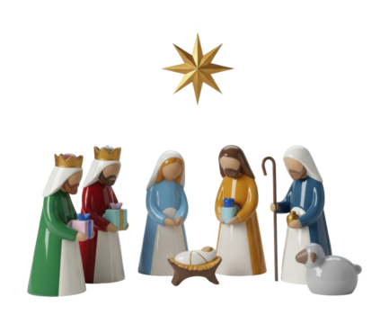 Nativity scene celebration church figurine display holiday spirit isolated on transparent background