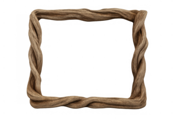 Rustic wooden frame border creating a natural textured design element with transparent background