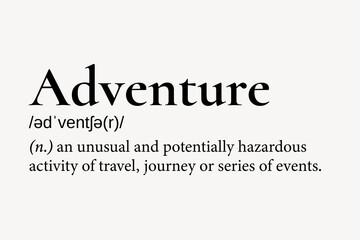 Adventure definition, dictionary word typography