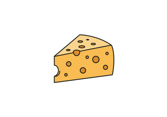 A cartoon illustration of a wedge of Swiss cheese with holes on a white background