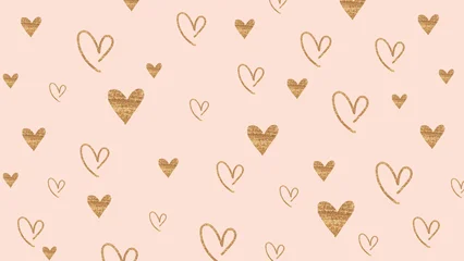 Fotobehang Beren Gold heart pattern desktop wallpaper  © Rawpixel.com