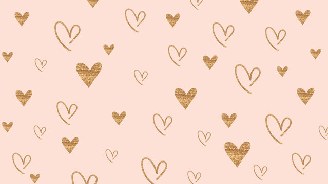 Gold heart pattern desktop wallpaper
